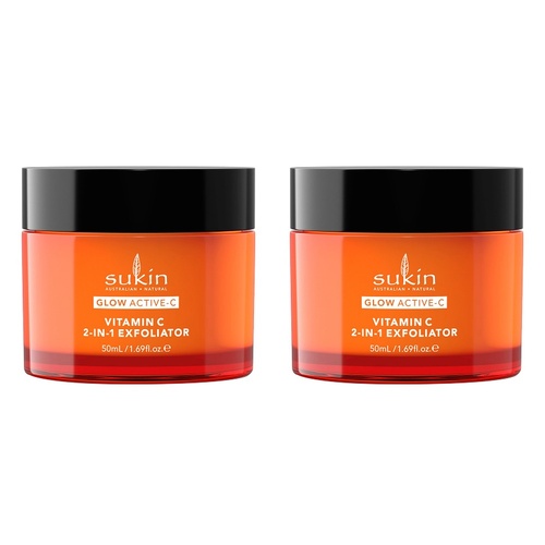 Sukin Glow Active-C Vitamin C 2-in-1 Exfoliator 50mL Pack of 2