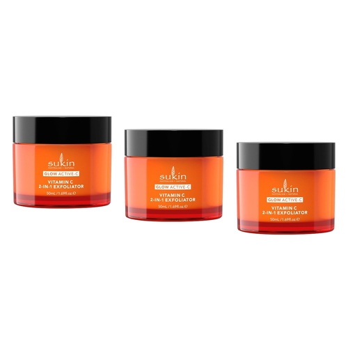 Sukin Glow Active-C Vitamin C 2-in-1 Exfoliator 50mL Pack of 3