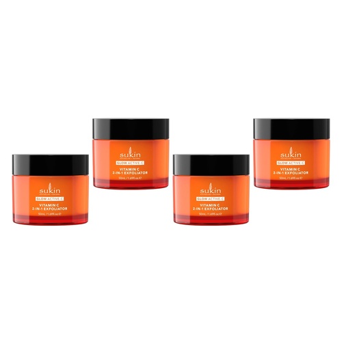 Sukin Glow Active-C Vitamin C 2-in-1 Exfoliator 50mL Pack of 4