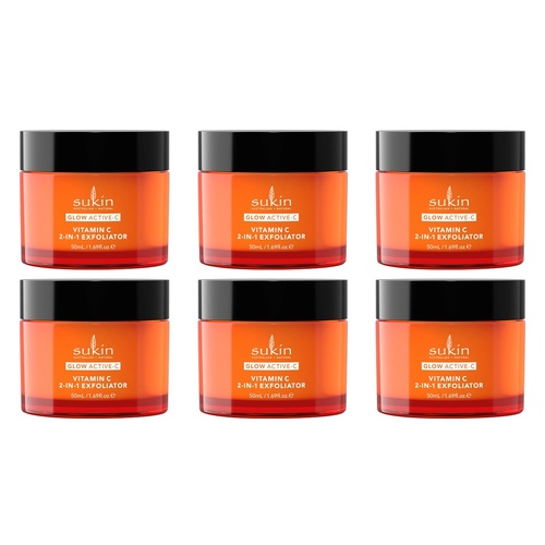Sukin Glow Active-C Vitamin C 2-in-1 Exfoliator 50mL Pack of 6