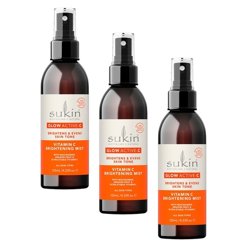 Sukin Glow Active-C Vitamin C Brightening Mist 125mL Pack of 3