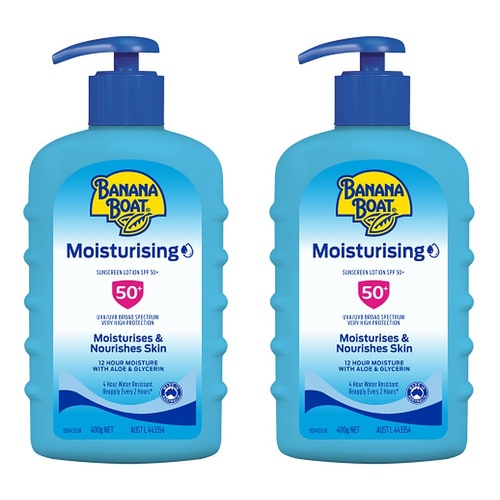 Banana Boat Moisturising Sunscreen Lotion Pump Pack SPF50+ 400g Bundle of 2