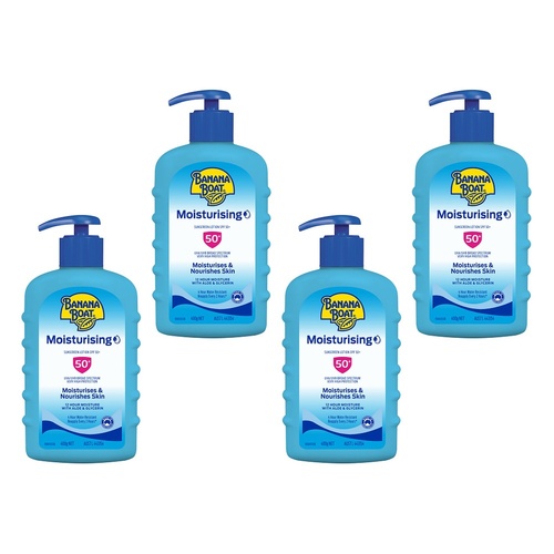 Banana Boat Moisturising Sunscreen Lotion Pump Pack SPF50+ 400g Bundle of 4