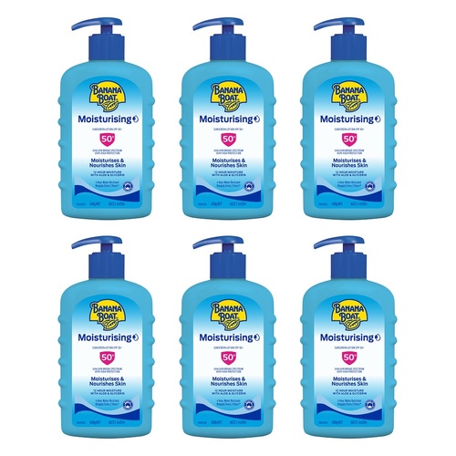 Banana Boat Moisturising Sunscreen Lotion Pump Pack SPF50+ 400g Bundle of 6