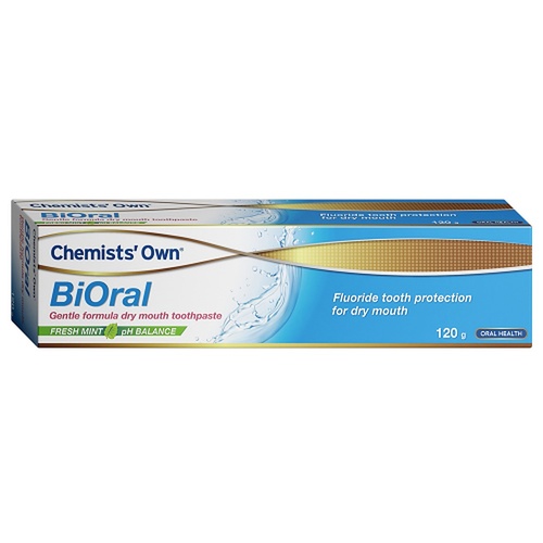Chemists' Own BiOral Dry Mouth Relief Fluoride Toothpaste Fresh Mint 120g