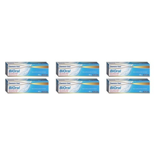 Chemists' Own BiOral Dry Mouth Relief Moisturising Gel 42g Pack of 6