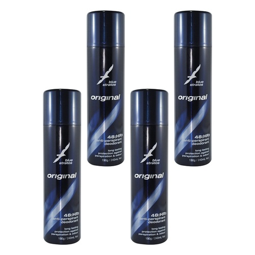 Blue Stratos Antiperspirant Deodorant Original 150g Pack of 4