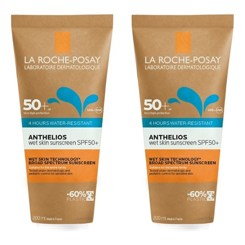 La Roche-Posay Anthelios Wet Skin Sunscreen SPF50+ Sustainable Tube Pack of 2