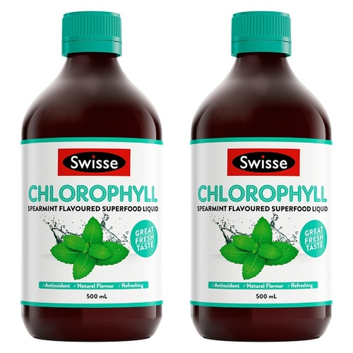 Swisse Chlorophyll Spearmint Flavoured Superfood Liquid 500mL Pack of 2