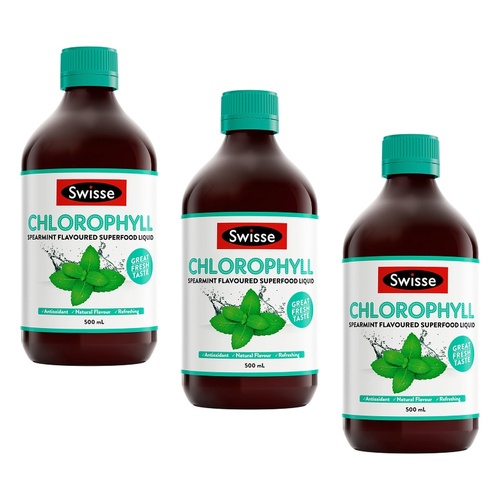 Swisse Chlorophyll Spearmint Flavoured Superfood Liquid 500mL Pack of 3