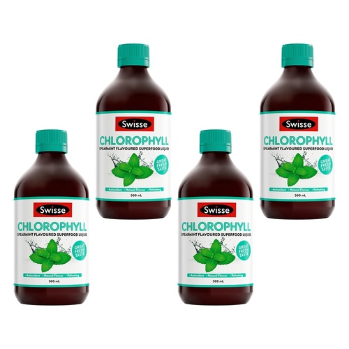 Swisse Chlorophyll Spearmint Flavoured Superfood Liquid 500mL Pack of 4