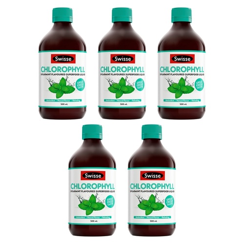 Swisse Chlorophyll Spearmint Flavoured Superfood Liquid 500mL Pack of 5