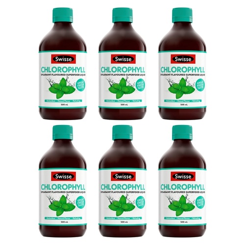 Swisse Chlorophyll Spearmint Flavoured Superfood Liquid 500mL Pack of 6