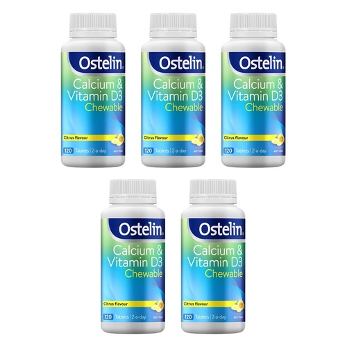 Ostelin Calcium & Vitamin D3 Chewable Citrus Flavour 120 Tablets Pack of 5