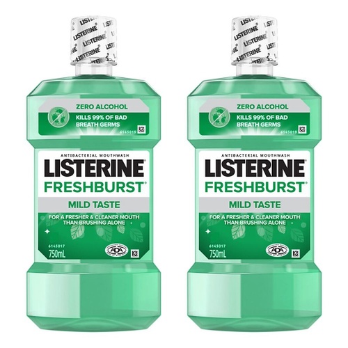 Listerine Freshburst Zero Mouthwash 750mL x 2 Bundle of 2