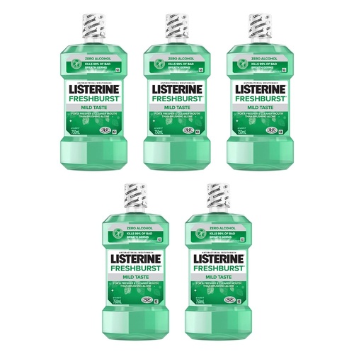 Listerine Freshburst Zero Mouthwash 750mL x 2 Bundle of 5