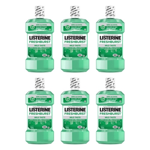Listerine Freshburst Zero Mouthwash 750mL x 2 Bundle of 6