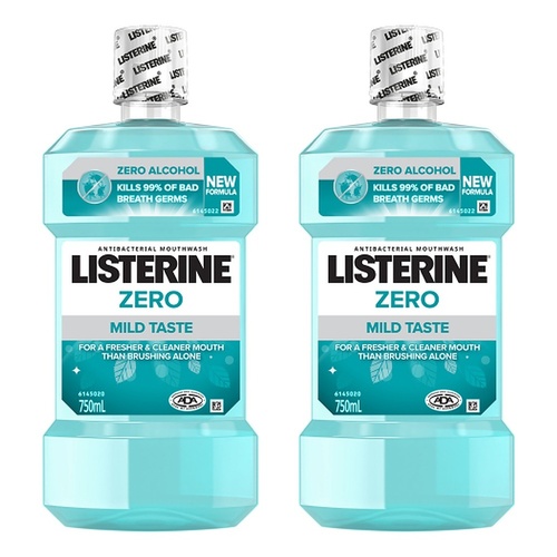 Listerine Zero Mouthwash 750mL x 2 Bundle of 2