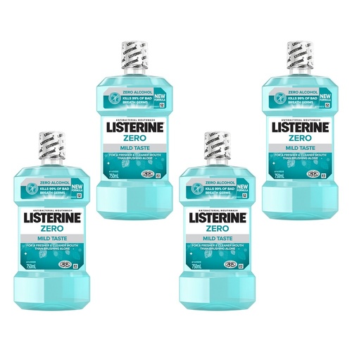 Listerine Zero Mouthwash 750mL x 2 Bundle of 4