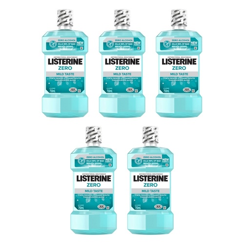 Listerine Zero Mouthwash 750mL x 2 Bundle of 5