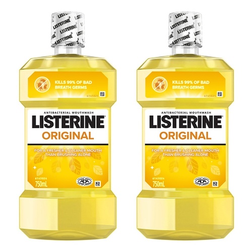 Listerine Original Antibacterial Mouthwash 750mL x 2 Bundle of 2