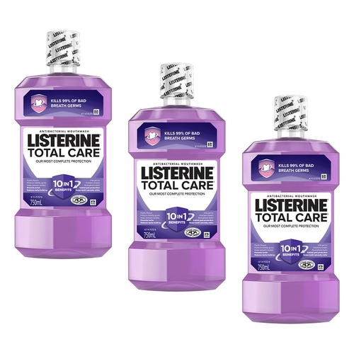 Listerine Total Care Antibacterial Mouthwash 750mL x 2 Bundle of 3