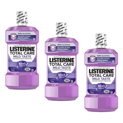 Listerine Total Care Zero Mouthwash 750mL x 2 Bundle of 3
