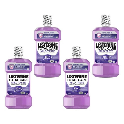 Listerine Total Care Zero Mouthwash 750mL x 2 Bundle of 4
