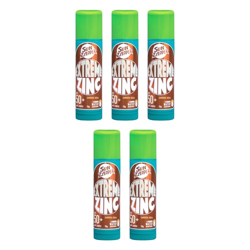 Sun Zapper Extreme Zinc Stick Green Sea 15g Pack of 5