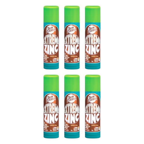 Sun Zapper Extreme Zinc Stick Green Sea 15g Pack of 6