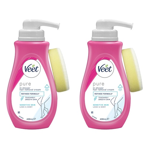 Veet Pure In Shower Hair Removal Cream 400mL Pack of 2