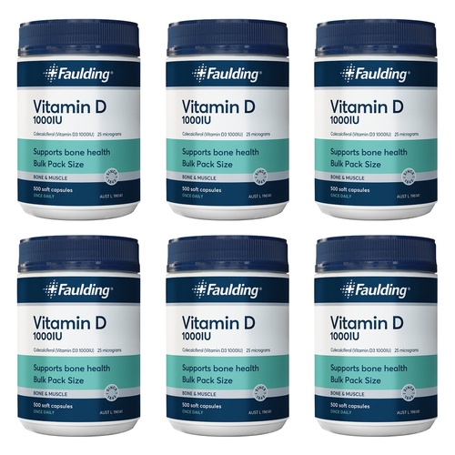 Faulding Vitamin D 1,000 IU 500 Capsules Pack of 6