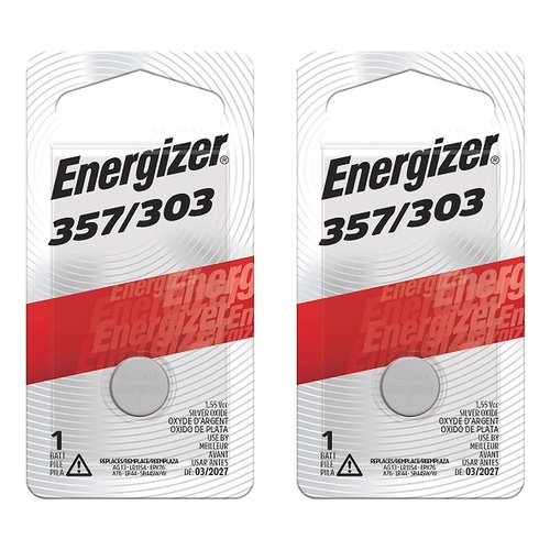 Energizer 357 Silver Oxide Watch Battery Pack of 2