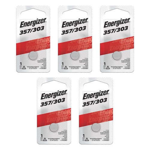 Energizer 357 Silver Oxide Watch Battery Pack of 5
