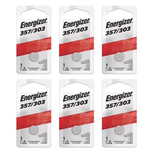 Energizer 357 Silver Oxide Watch Battery Pack of 6