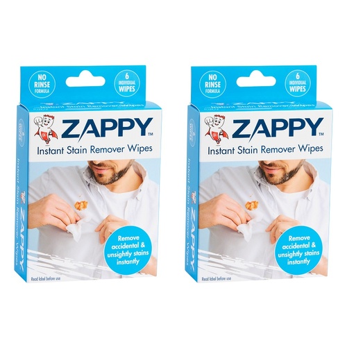 Zappy Instant Stain Remover Wipes 6 Pack x 12 Bundle of 2