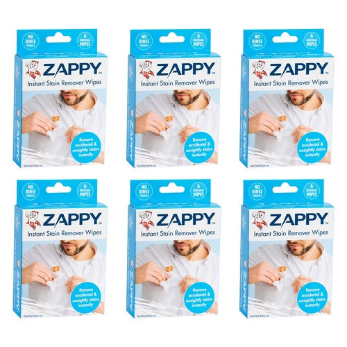 Zappy Instant Stain Remover Wipes 6 Pack x 12 Bundle of 6