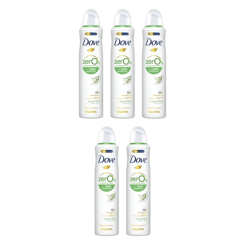 Dove Women Deodorant 0% Aluminium Salts Cucumber & Green Tea 250mL Pack of 5