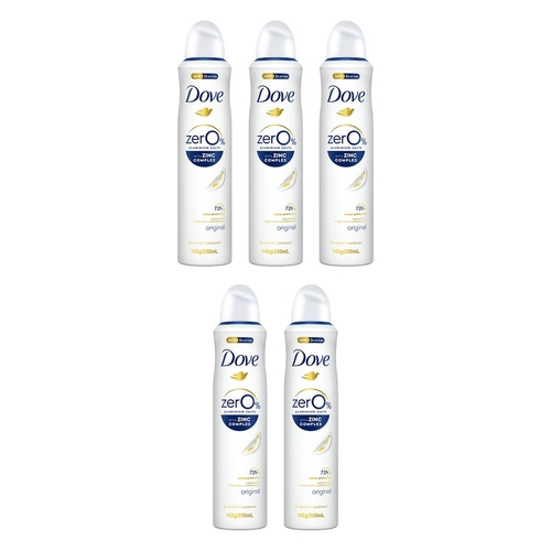 Dove Women Deodorant 0% Aluminium Salts Original 250mL Pack of 5