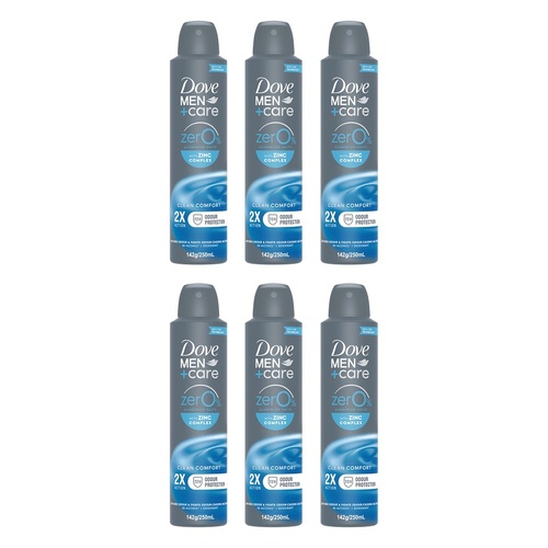 Dove Men+Care 0% Aluminium Aerosol Clean Comfort 250mL Pack of 6