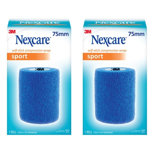 Nexcare Self Stick Compression Wrap 75mm Blue Pack of 2