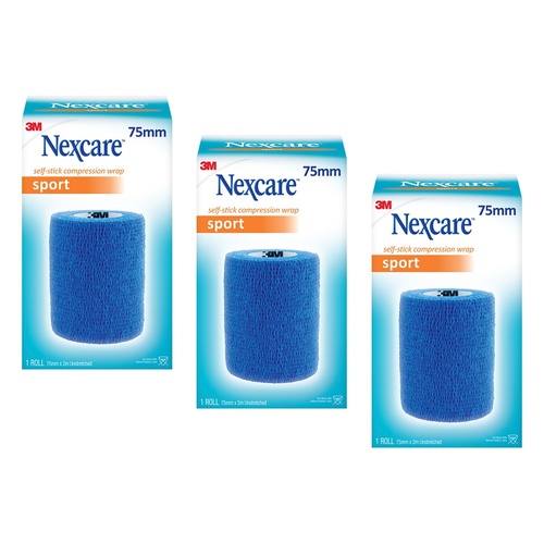 Nexcare Self Stick Compression Wrap 75mm Blue Pack of 3