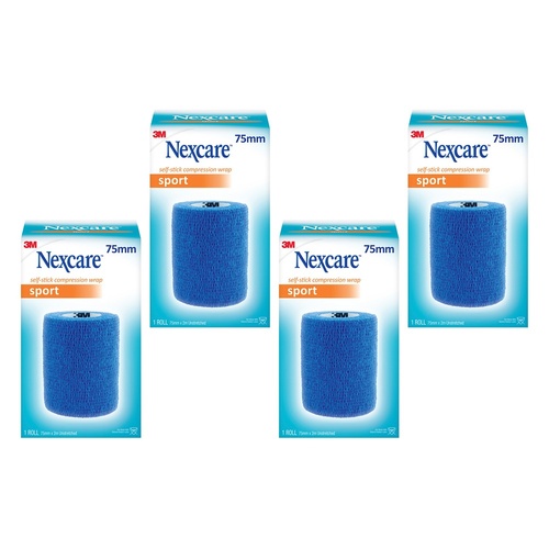 Nexcare Self Stick Compression Wrap 75mm Blue Pack of 4