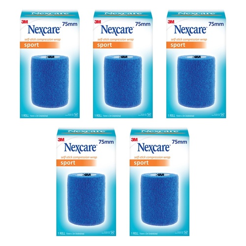 Nexcare Self Stick Compression Wrap 75mm Blue Pack of 5