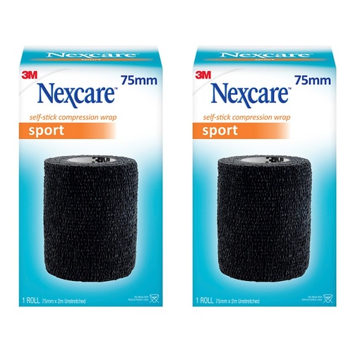 Nexcare Self Stick Compression Wrap 75mm Black Pack of 2