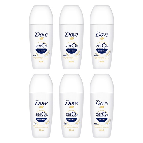 Dove Women 0% Aluminium Salts 48H Roll-On Original 50mL Pack of 6