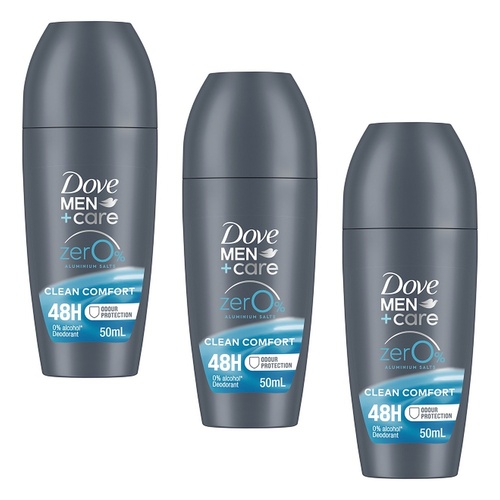 Dove Men+Care 0% Aluminium Roll-On Clean Comfort 50mL Pack of 3