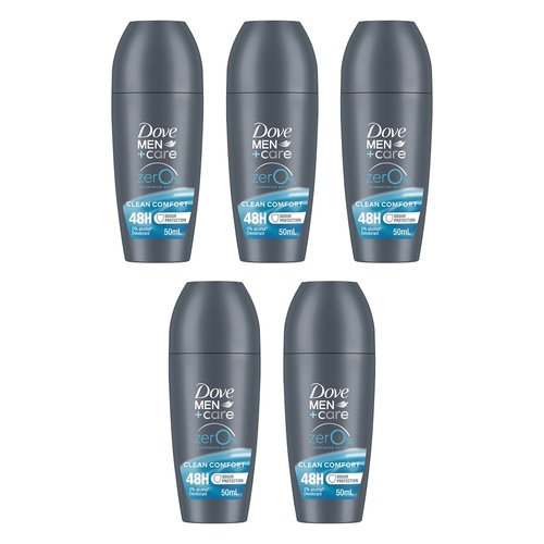 Dove Men+Care 0% Aluminium Roll-On Clean Comfort 50mL Pack of 5