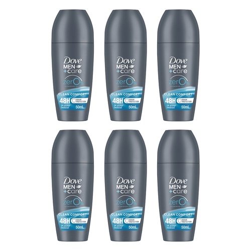 Dove Men+Care 0% Aluminium Roll-On Clean Comfort 50mL Pack of 6