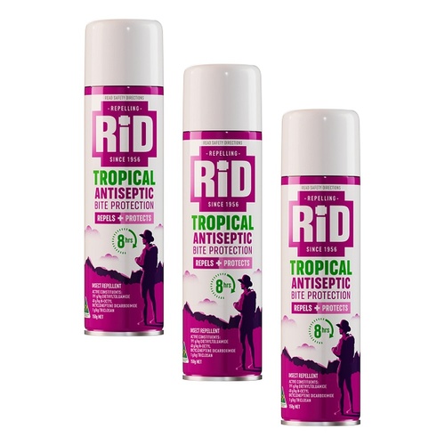 RID Tropical Antiseptic Bite Protection Aerosol 150g Pack of 3